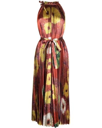 Ulla Johnson Amiko Floral-print Pleated Dress - Red