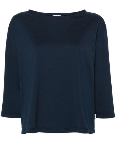 Aspesi T-shirt Met Cropped Mouwen - Blauw