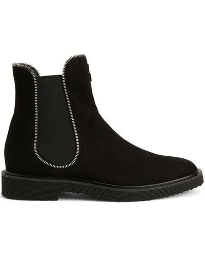 Giuseppe Zanotti Zipper-lined Suede Boots - Black