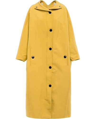Prada Single-breasted Hooded Raincoat - Yellow