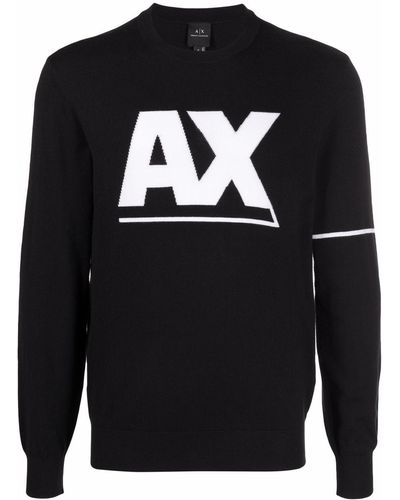 Armani Exchange Logo Crew-neck Sweater - Black