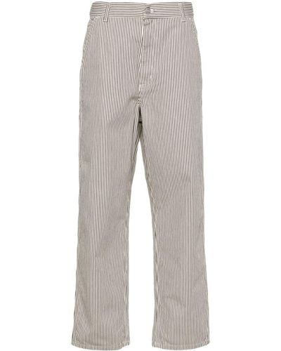 Carhartt Haywood Striped-pattern Cotton Pants - Grey