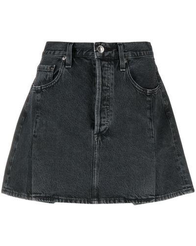 Agolde Pleated Mini Denim Skirt - Black