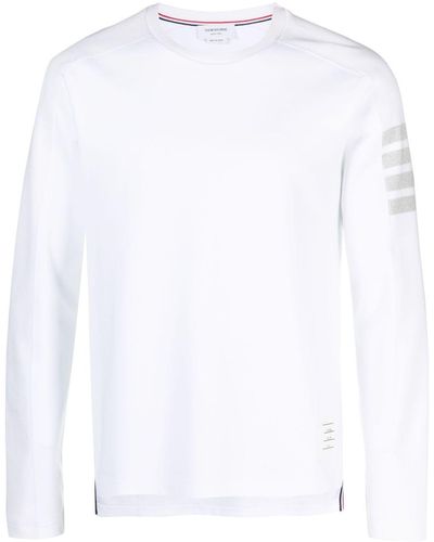 Thom Browne Camiseta con motivo 4-Bar y manga larga - Blanco