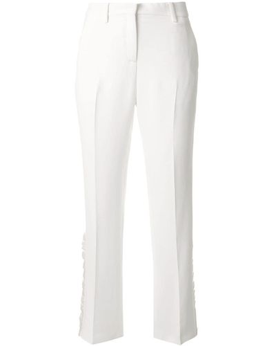 N°21 Cropped Ruffle Detail Trousers - White