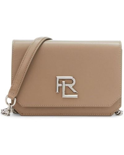 Ralph Lauren Collection Logo-plaque Leather Crossbody Bag - Natural