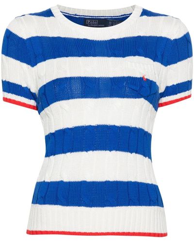 Polo Ralph Lauren Striped Cable-Knit Top - Blue