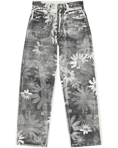 MM6 by Maison Martin Margiela Graphic-print Tapered-leg Trousers - Grey