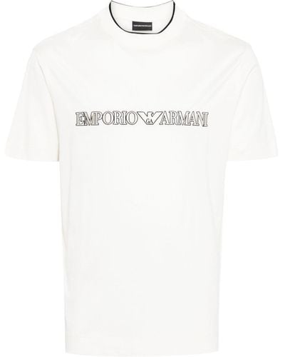 Emporio Armani Logo-embroidered Jersey T-shirt - White