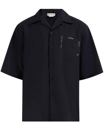Marni Camisa con logo bordado - Negro