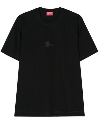 DIESEL T-must-slits-n2 Cotton T-shirt - Black