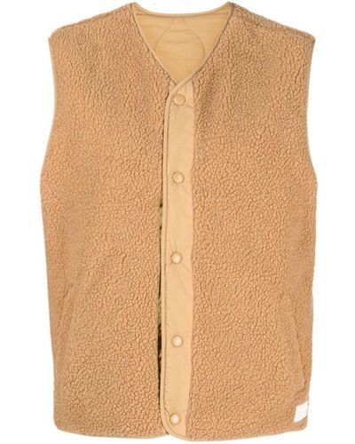 Chocoolate Logo-embroidered Faux-shearling Gilet - Natural