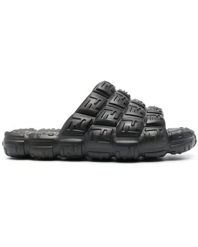 Fendi Sandali slides con logo goffrato - Nero