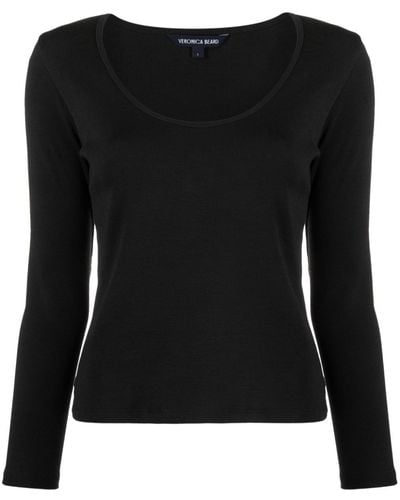 Veronica Beard Calabra Fine-ribbed T-shirt - Black