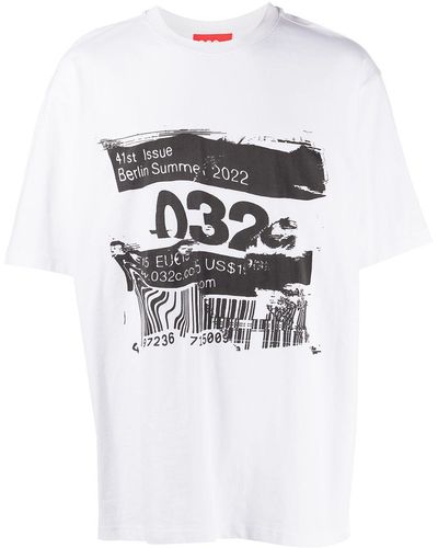 032c T-Shirt mit grafischem Print - Weiß