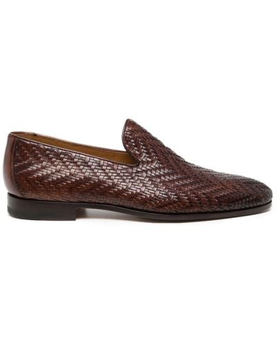 Magnanni Interwoven Leather Loafers - Brown