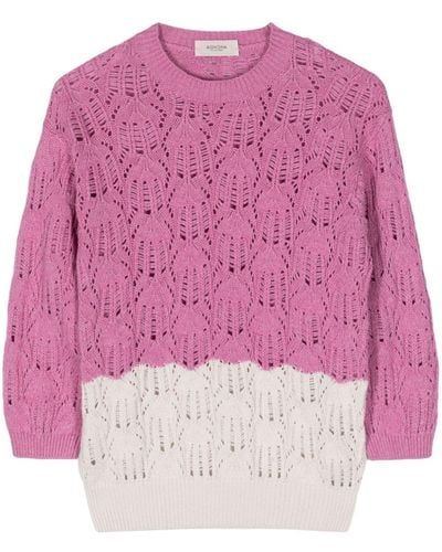 Agnona Two-tone Open-knit Sweater - Pink