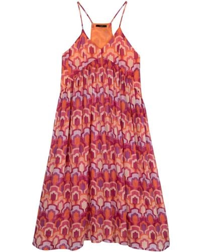 Seventy Abstract-print Cotton Dress - Red