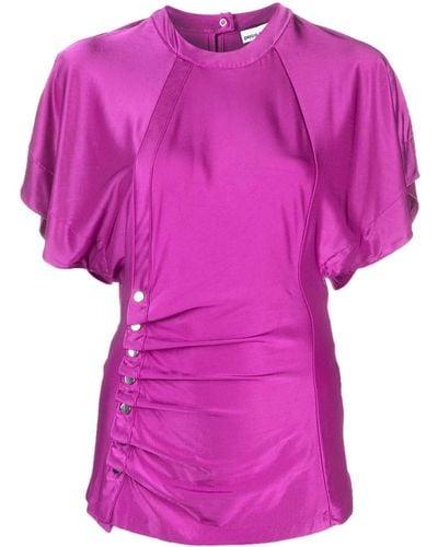 Rabanne Ruched Satin-jersey Top - Pink