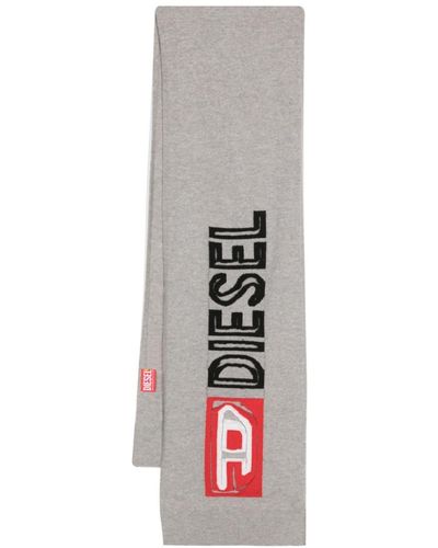 DIESEL K-peff インターシャロゴ スカーフ - ホワイト