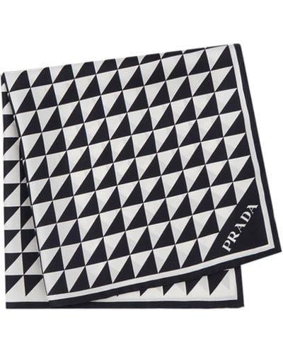 Prada Triangle-logo Twill Scarf - Black