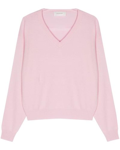 Sportmax Etruria V-neck Wool Sweater - Pink