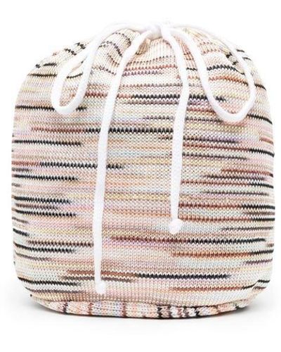 Missoni Knitted Drawstring Bucket Bag - White