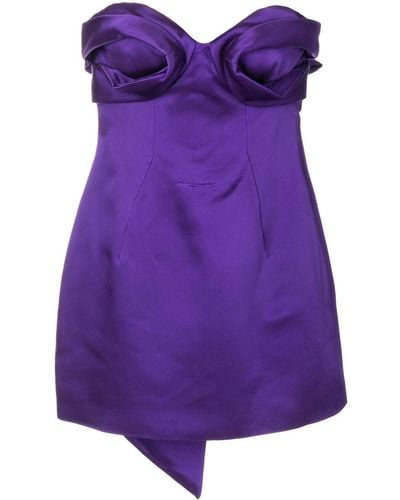 Area Strapless Draped Bow Dress - Purple