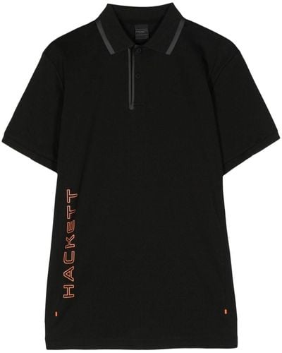 Hackett Logo-print Cotton Polo Shirt - Black