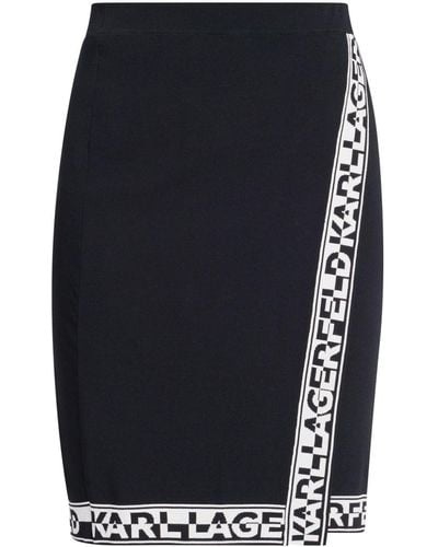 Karl Lagerfeld Logo-trimmed Knitted Wrap Skirt - Blue