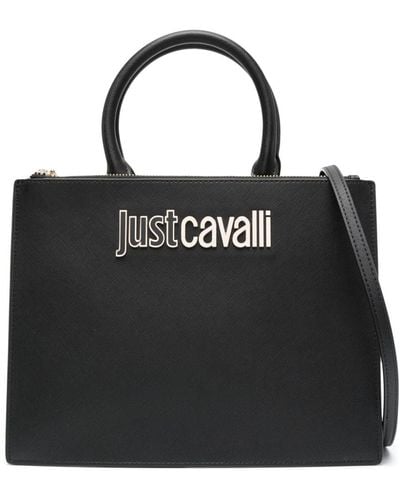 Just Cavalli Sac à main en cuir artificiel à logo - Noir
