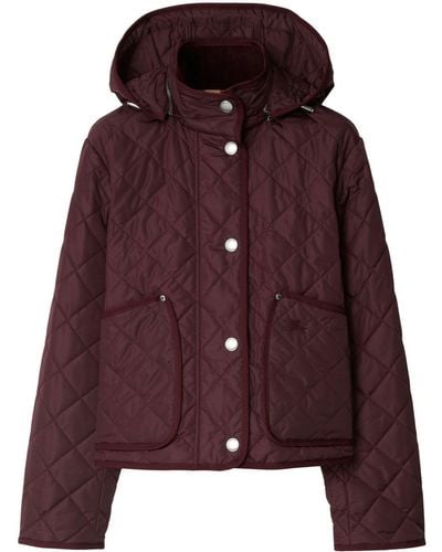 Burberry Quilted Hooded Jacket - Purple