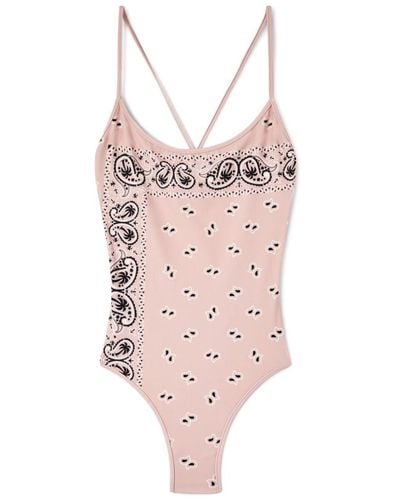 Palm Angels Paisley-print Criss-cross Swimsuit - Pink