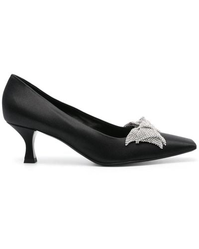 Casadei Butterfly 50mm Satin Court Shoes - Black