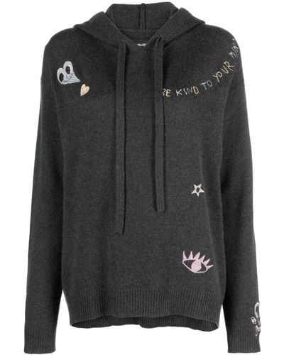 Zadig & Voltaire Marky Embroidered-motif Cashmere Hoodie - Black