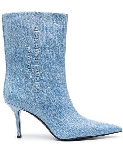 Alexander Wang Delphine 90mm Denim Boots - Blue