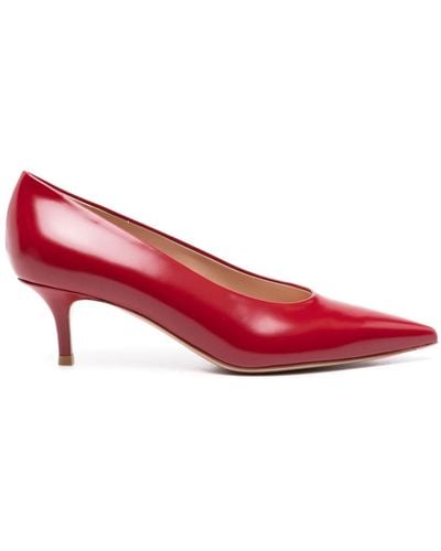 Gianvito Rossi Robbie 55mm Leather Court Shoes - Red