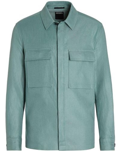ZEGNA Giacca camicia in puro lino - Verde