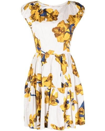 Jason Wu Floral-print Boat-neck Dress - Metallic