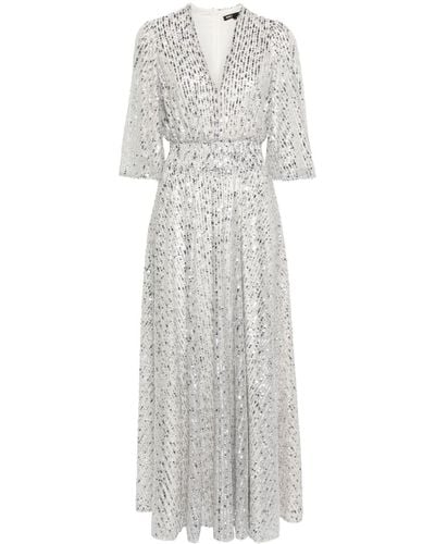 Maje Sequinned Tulle Maxi Dress - White