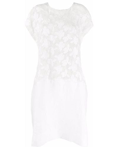 Comme des Garçons Floral-embroidered Mesh T-shirt Dress - White
