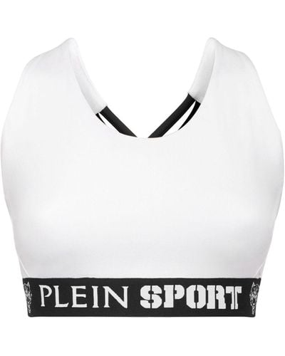 Philipp Plein Reggiseno sportivo con banda logo - Bianco