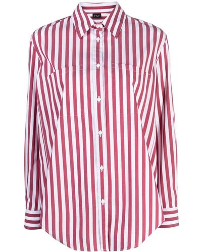 Fay Camicia a righe con ricamo - Rosso