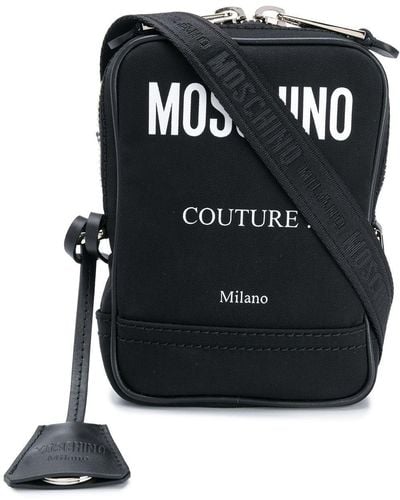 Moschino Contrast Logo Shoulder Bag - Black