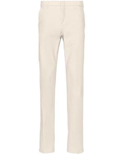 Eleventy Low-rise Stretch-cotton Tapered Pants - Natural