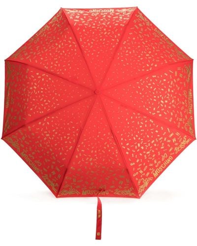 Moschino Paraguas con logo estampado - Rojo