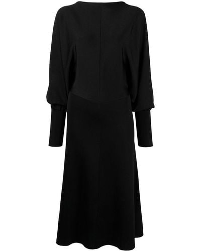 Victoria Beckham Puff-sleeve Mid-length Dress - Black