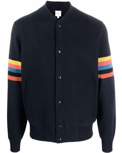 Paul Smith Knitted Bomber Jacket - Blue