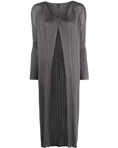 Pleats Please Issey Miyake Basics Mantel - Grau