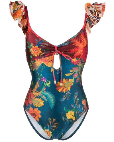 Zimmermann Bañador Ginger con motivo floral - Azul